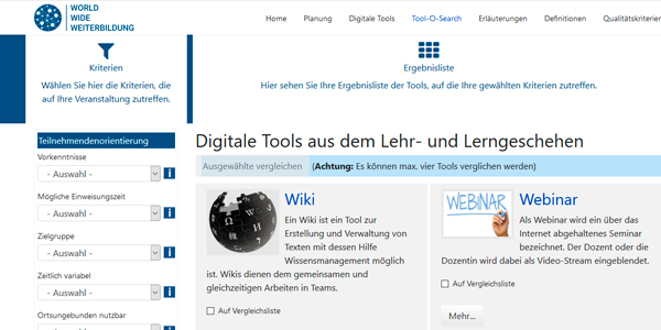 Bild: Detail Screenshot Seite https://wbdig.guetesiegelverbund.de/tool-o-search